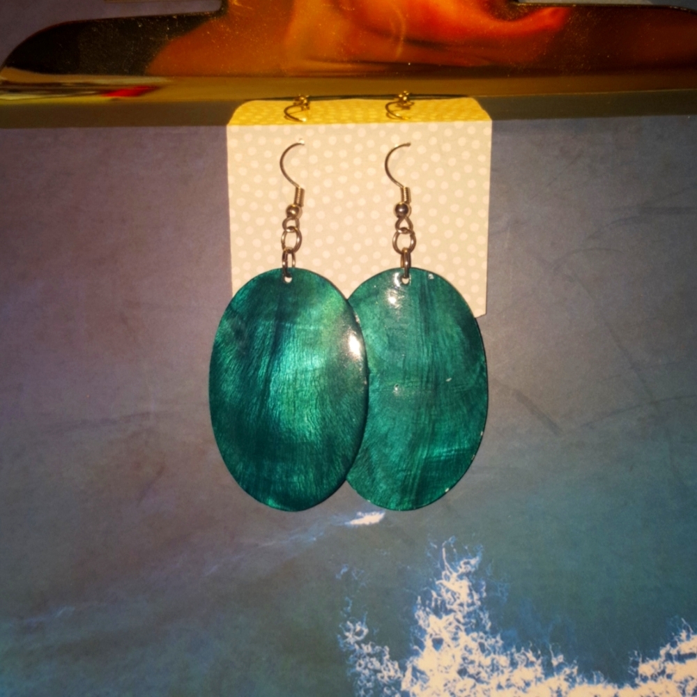 2/ $15 Teal oval earrings